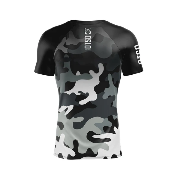 Tee Shirt Manches Courtes Homme Trail Running OTSO Couleur CAMO Grey vu de dos