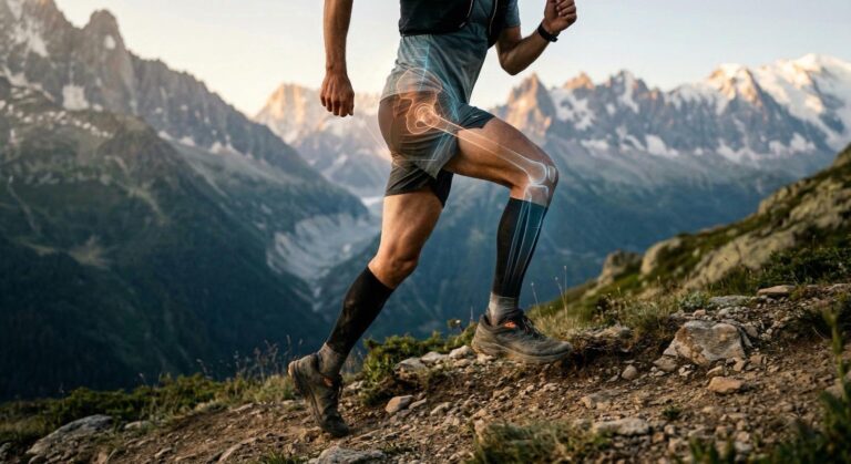 Coureur à pieds sollicitant sa chaine musculaire psoas pelvi lombaire